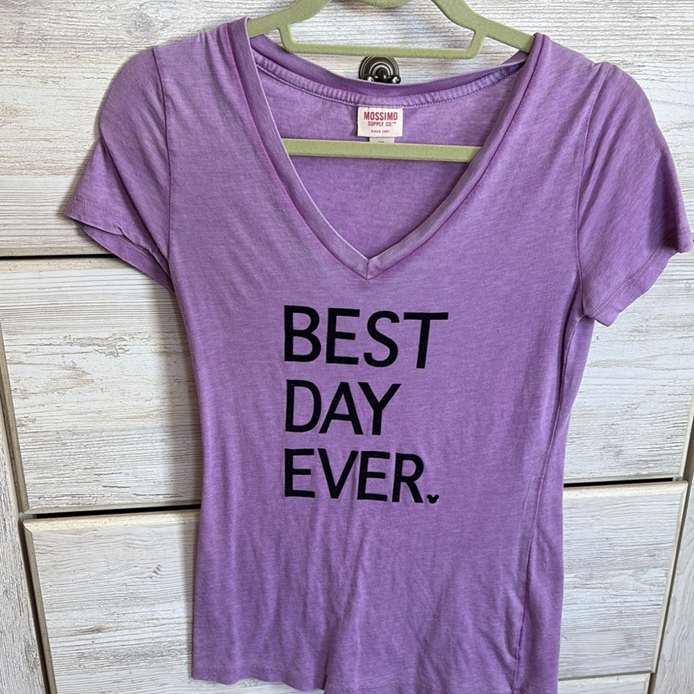 Disney Best Day Ever Mossimo Supply Co. Purple V-Neck Top